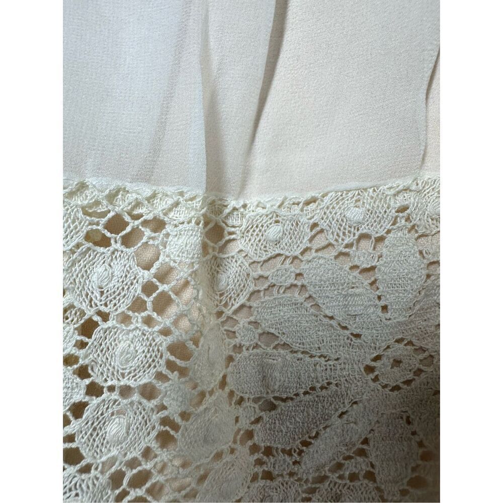 Rare Vintage Pleated Mini Dress Lace Trim Lined Sheer Size 5 (M) Cream Back Zip - Picture 9 of 15